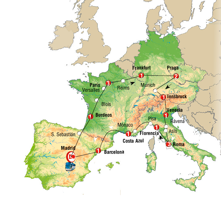 Poner la mesa pianista piano Paquete de Viaje a Europa: España, Francia, Suiza e Italia